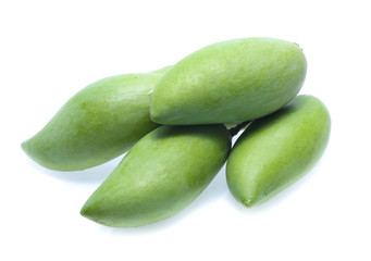 green mango on white background