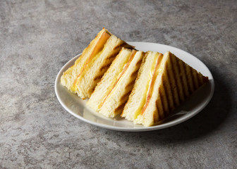 Sandwich, Grilled ham with cheese sandwich on a plate