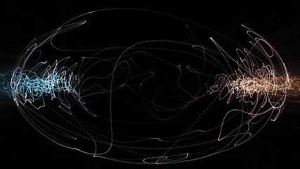 Glowing curved abstract lines over dark background