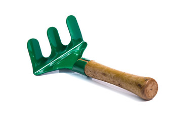 Garden tools shovel and fork isolated on white background