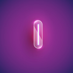 Realistic neon L character with plastic case around, vector illustration