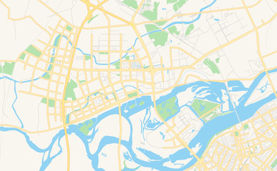 Printable street map of Harbin, China