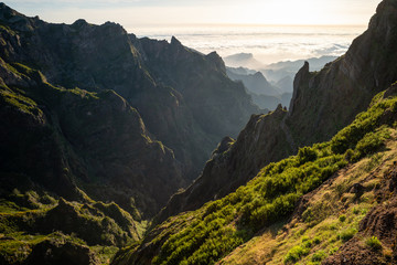 Rugged mountain valley in northeastern Madeira