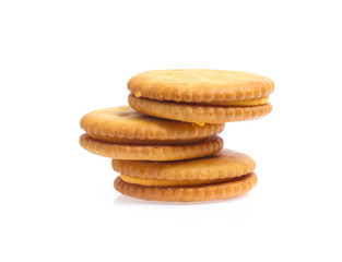 Sandwich cracker on white background