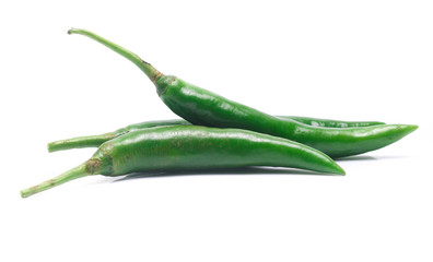green chili pepper isolated on white background