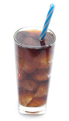 Cola in a glass isolated on white