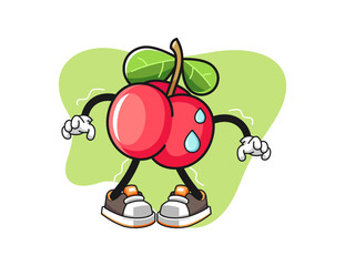 Acerola scare mascot design vector. Cartoon character illustration for business, t shirt, sticker.
