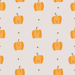 Cute food - funny set of pumpkin seamless pattern