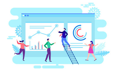 team work on web, online software