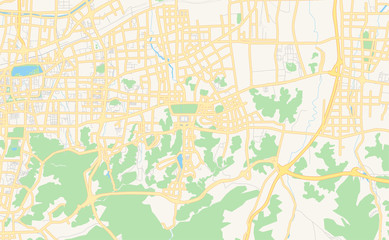 Fototapeta premium Printable street map of Jinan, China