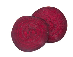 Red beet or beetroot on white background