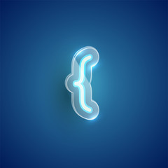 Realistic neon 'bracket' character with plastic case around, vector illustration