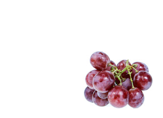 copy space red grapes isolated on white background