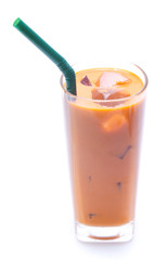 Iced Thai milk tea in glasses (thailand)