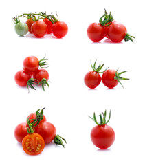 collection of tomatoes isolated on the white background