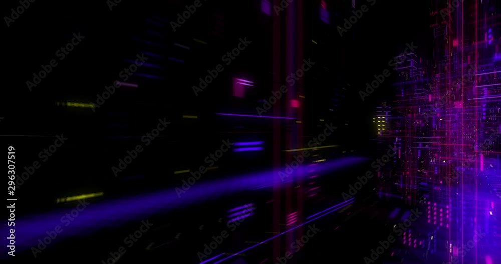 Poster virtual data on digital screen display, future technology and programming concept. flying futuristic