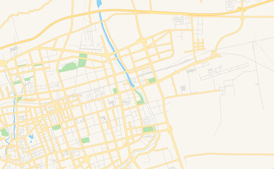 Obraz premium Printable street map of Hohhot, China