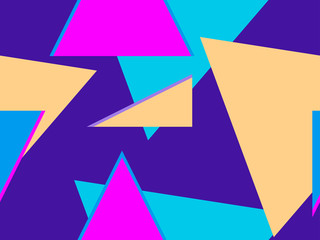 Seamless pattern with triangles on a purple background. Geometric chaos. Vector illustration