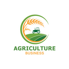 vector logo design for agriculture, agronomy, wheat farm, rural country farming field, natural harvest