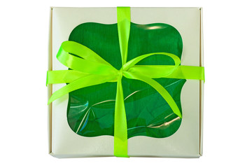 box with green bow