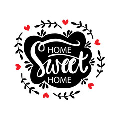 Home sweet home postcard. Hand drawing illustration.
