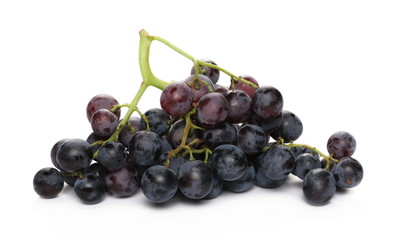 Fresh dark, black grapes isolated on white background