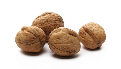 Walnuts isolated on white background
