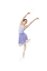 Actress Russian ballet,young ballet dancer performing complex elements on a white background...