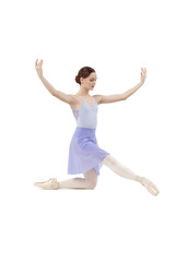 Actress Russian ballet,young ballet dancer performing complex elements on a white background ,awesome dance event demonstration