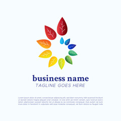 Circle Leaves Logo Template