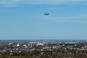 drone over the city Kolomyia