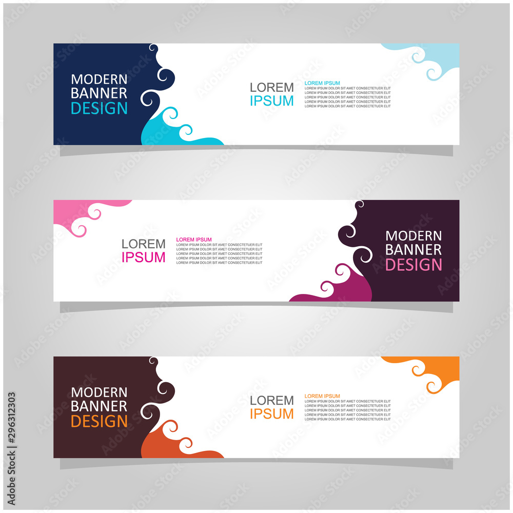 Wall mural vector abstract banner design web template set of 3. abstract geometric background used for letterhe