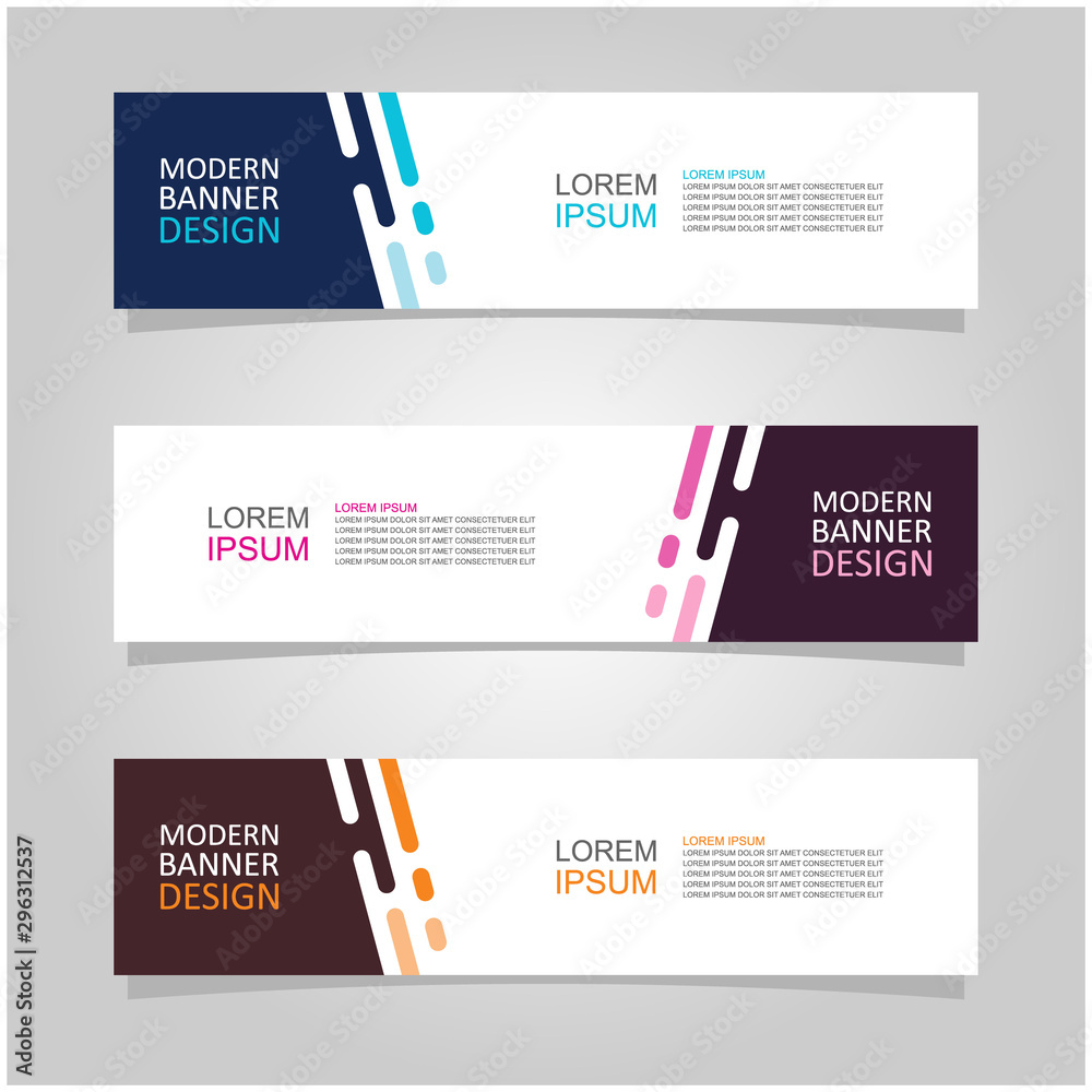 Wall mural vector abstract banner design web template set of 3. abstract geometric background used for letterhe