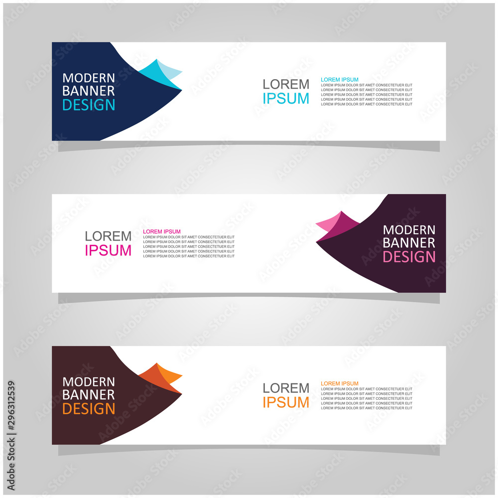 Wall mural vector abstract banner design web template set of 3. abstract geometric background used for letterhe