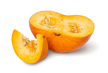 Fresh sliced pumpkin cut out.