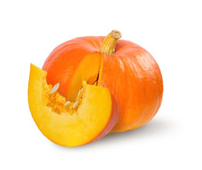 Sliced pumpkin isolated on white background.