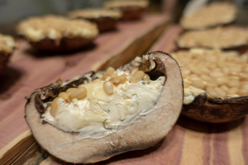 grilling portobello mushrooms on cedar plank