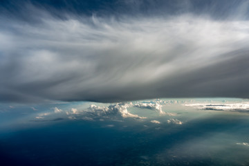 Fototapeta na wymiar beautiful sky high view from airplane clouds