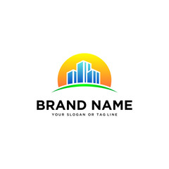 Fototapeta premium vector design logo building with colorful styles