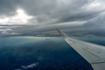 Fototapeta na wymiar beautiful sky high view from airplane clouds