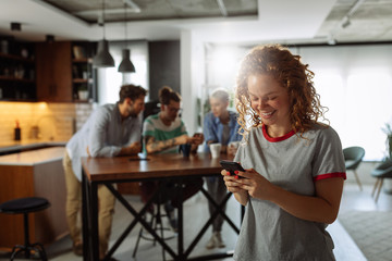 Focused on typing her text
