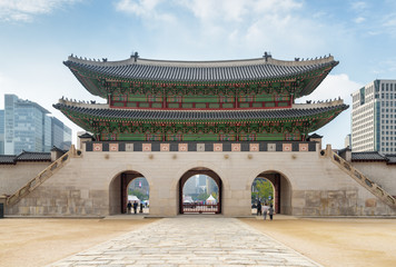 Scenic view of Gwanghwamun Gate in Seoul, South Korea