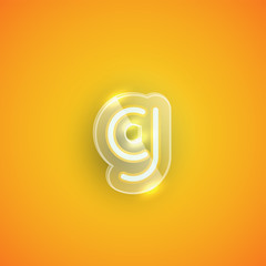 Fototapeta premium Realistic neon G character with plastic case around, vector illustration