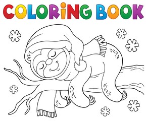 Coloring book winter sloth theme 1