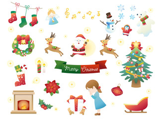 かわいいクリスマスのイラストセット