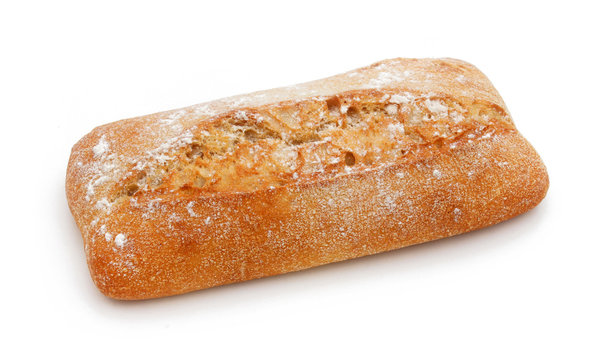 Ciabatta, italian bread isolated on white background