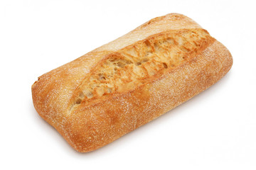 Ciabatta, italian bread isolated on white background - obrazy, fototapety, plakaty