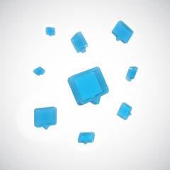 Blue high-detailed 3D speech bubbles, vector illustration
