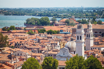 Fototapeta na wymiar Landscaping view of Venice, view from the top of clock tower, Italy
