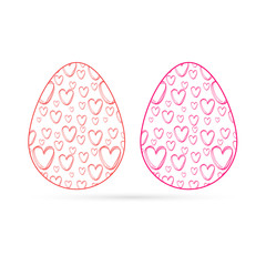 doodle easter egg with heart icon, hand drawn vector illustration